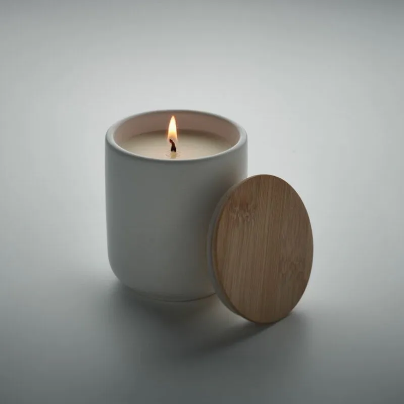 Vela de cera vegetal personalizada con fragancia de lino Veika
