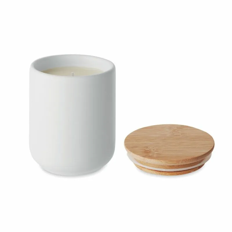 Vela de cera vegetal personalizada con fragancia de lino Veika